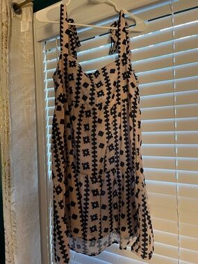 Women’s Beige and Navy Patterned Sundress
